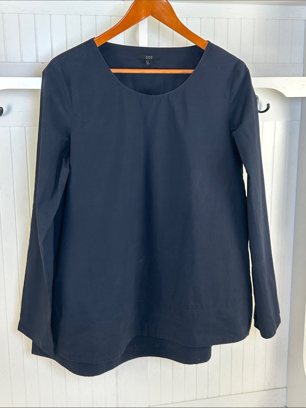 COS Womens Navy Cotton High Low Tunic Top Size 6